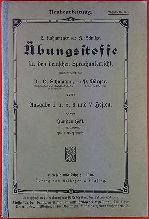 Imagen del vendedor de bungsstoffe fr den deutschen Sprachunterricht. Ausgabe I in 5, 6 und 7 Heften. FNFTES HEFT a la venta por biblion2