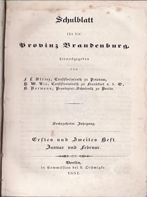 Schulblatt für die Provinz Brandenburg Jahrgang 1851