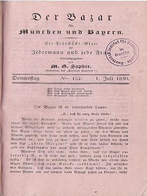 Imagen del vendedor de Der Bazar fr Mnchen und Bayern (Ein Frhstcks - Blatt fr Jedermann und jede Frau) - Nr. 152 - 280 - a la venta por Libro-Colonia (Preise inkl. MwSt.)