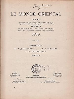 Le Monde Oriental (Archives pour l'histoire ett l'ethnographie, les langues et litteratures, reli...