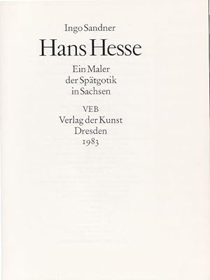 Immagine del venditore per Hans Hesse (Ein Maler der Sptgotik in Sachsen) -1983- venduto da Libro-Colonia (Preise inkl. MwSt.)