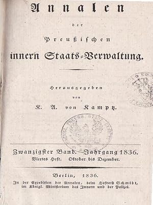 Annalen der Preußischen innern Staats-Verwaltung - (zwanzigster Band = Jahrgang 1836 Juli bis Dez...