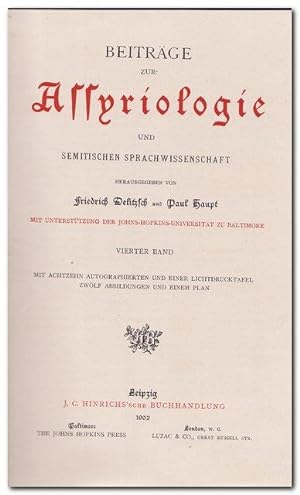 Beiträge zur Assyriologie und semitischen Sprachwissenschaft - (nur Band 4)