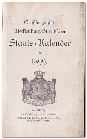 GROSSHERZOGLICH MECKLENBURG-STRELITZSCHER STAATS-KALENDER. 1899