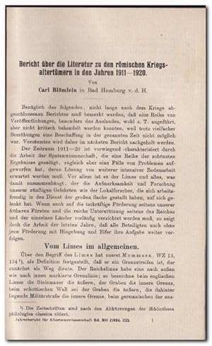 Sammelband Jahresbericht für Altertumswissenschaft 1913 - 1942