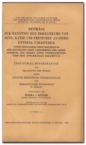 Sammelband mit Inauguraldissertationen über Hundekrankheiten 1920 - 1935