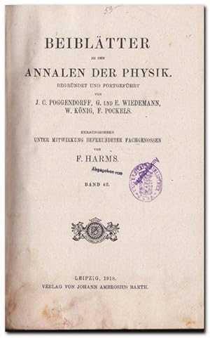 Beiblätter zu den Annalen der Physik (1918 Band 42)