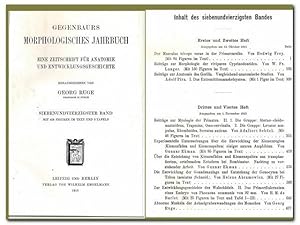 Gegenbaurs Morphologisches Jahrbuch - (Eine Zeitschrift für Anatomie und Entwicklungsgeschichte) ...