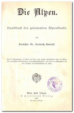 Bild des Verkufers fr Die Alpen (Handbuch der gesammten Alpenkunde) zum Verkauf von Libro-Colonia (Preise inkl. MwSt.)