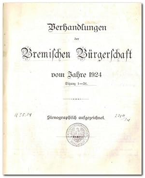 Verhandlungen der Bremischen Bürgerschaft vom Jahre 1924