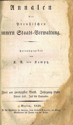 Annalen der Preußischen innern Staats-Verwaltung - (zweiundzwanzigster Band = Jahrgang 1838 Juli ...