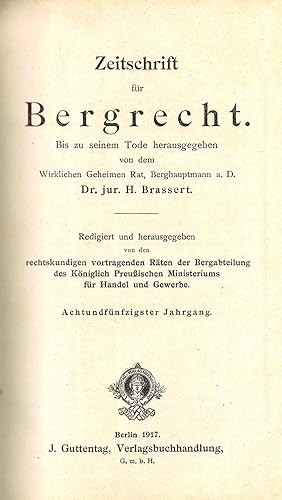 Zeitschrift für Bergrecht (58.Jahrgang 1917)
