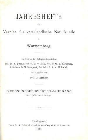 Jahreshefte des Vereins für vaterländische Naturkunde in Württemberg (67. Jahrgang 1911)