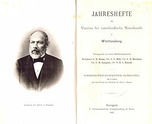 Bild des Verkufers fr Jahreshefte des Vereins fr vaterlndische Naturkunde in Wrttemberg - (47. Jahrgang 1891) zum Verkauf von Libro-Colonia (Preise inkl. MwSt.)