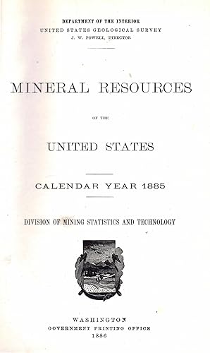 Bild des Verkufers fr Mineral Resources of the United States 1886 zum Verkauf von Libro-Colonia (Preise inkl. MwSt.)