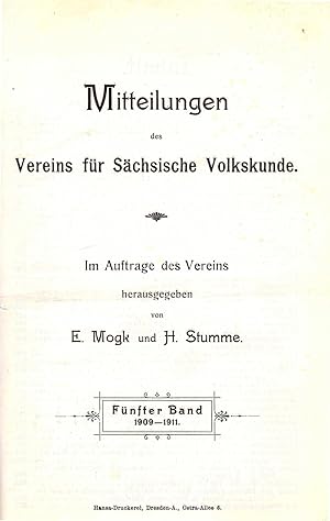Mitteilungen des Vereins für Sächsische Volkskunde (Heft 1 bis 12 1909 - 1911)