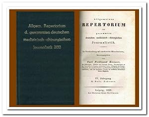 Seller image for Allgemeines Repertorium der gesammten deutschen medizinisch-chirurgischen Journalistik - ( IV. Jahrgang 1830 Hefte I - IV Januar/Februar/Mrz/April) for sale by Libro-Colonia (Preise inkl. MwSt.)