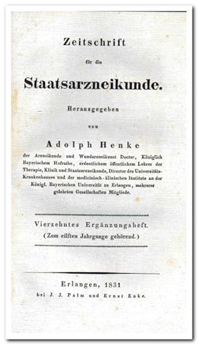 Zeitschrift für die Staatsarzneikunde (14. Ergänzungsheft 1831)