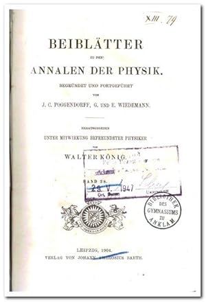 Beiblätter zu den Annalen der Physik (1904 Band 28)