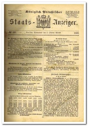 Königlich Preußischer Staats-Anzeiger 1869 ( Oktober - Dezember 1869)