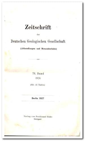 Zeitschrift der Deutschen Geologischen Gesellschaft, Jahrgang 1926 (78. Band)