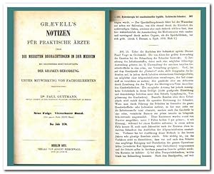 Seller image for Graevell's Notizen fr praktische rzte ber die neuesten Beobachtungen in der Medicin mit besonderer Bercksichtigung der Kranken-Behandlung unter Mitwirkung von Fachgelehrten. Neue Folge. vierzehnter Band. (Der ganzen Reihe XXIII. Band 1870) for sale by Libro-Colonia (Preise inkl. MwSt.)