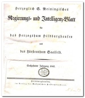 Herzoglich S. Meiningisches Regierungs- und Intilligenz-Blatt für das Herzogthum Hildburghausen u...