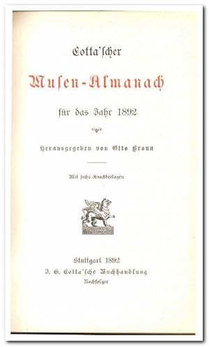 Cotta`scher Musen-Almanach für das Jahr 1892