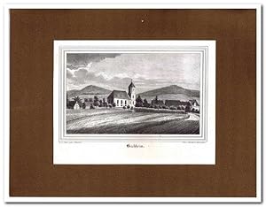 Bischheim (Haselbachtal) - Gesamtansicht - (Original-Lithographie ca. 1837)