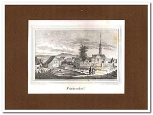 Friedersdorf bei Zittau - Gesamtansicht - (Original-Lithographie ca. 1840)