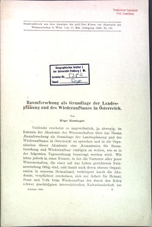 Imagen del vendedor de Raumforschung als Grundlage der Landesplanung und des Wiederaufbaues in sterreich; a la venta por books4less (Versandantiquariat Petra Gros GmbH & Co. KG)