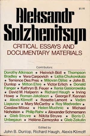 Imagen del vendedor de Aleksandr Solzhenitsyn: Critical Essays and Documentary Materials a la venta por Goulds Book Arcade, Sydney