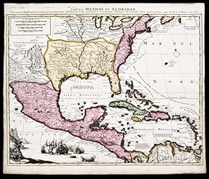 Tabula Mexicae et Floridae, Terrarum Anglicarum, et Anteriorum Americae Insularum; Ite, Cursuum e...