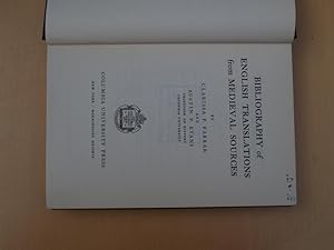 Bild des Verkufers fr Bibliography of English Translations from Medieval Sources zum Verkauf von Terry Blowfield