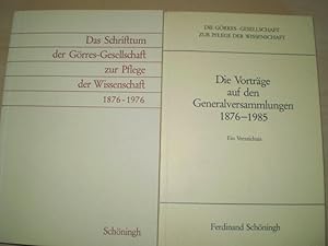 Seller image for DAS SCHRIFTTUM DER GRRES-GESELLSCHAFT ZUR PFLEGE DER WISSENSCHAFT 1876 - 1976. Eine Bibliographie. Die Vortrge auf den Generalversammlungen 1876 - 1985. Ein Verzeichnis. for sale by Antiquariat im Schloss