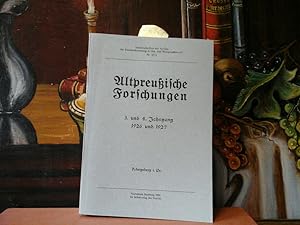 Image du vendeur pour Altpreuische Forschungen. 3. und 4. Jahrgang, 1926 und 1927. Herausgegeben vom Verein fr Familienforschung in Ost- u. Westpreussen e.V., Sitz Hamburg. mis en vente par Antiquariat im Schloss