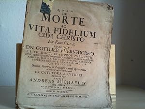 Bild des Verkufers fr De morte ac vita fidelium cum Christo ex Rom.VI.c.8. zum Verkauf von Antiquariat im Schloss