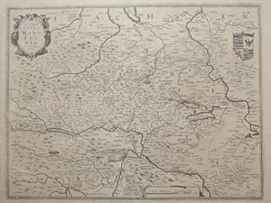 Bild des Verkufers fr Comitatus Mansfeldia. (Grafschaft Mansfeld) Kupferstichkarte von H. Hondius. Plattengrsse 38 x 50,5 cm. zum Verkauf von Antiquariat im Schloss