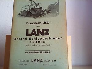 Orig.-ERSATZTEILE- und Preis-Liste zum LANZ Oelbad-Schlepperbinder. 7 und 8 Fuß rechts- und Links...