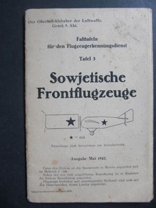 Sowjetische Frontflugzeuge. Ausgabe Mai 1942. Falttafeln für den Flugzeugerkennungsdienst. Hrsg. ...