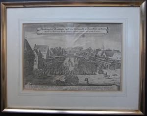 Bild des Verkufers fr Abbildung der Rennbahn auff dem Rossmarckt in Franckfurt am Mayn. Allwoh das Ritterlich Kpffe Rennen gehalten worden. Den 30.Juny/10 Jully Anno 1658. Caspar Merian delineavit et fecit. Kupferstich. zum Verkauf von Antiquariat im Schloss