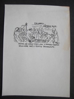 Bild des Verkufers fr Ex-Libris Schildchen fr Vacslav Rudl, vermutlich gezeichnet von M.Ales. zum Verkauf von Antiquariat im Schloss