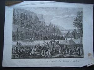Die Halleweiber ziehen nach Versailles den Koenig abzuholen, den 5.October 1789. Or.-Kupferstich.