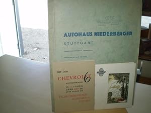 Angebotsmappe Chevrolet-Modelle 1929. Autohaus Niederberger Stuttgart.