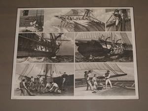 Schiffe, 1840. Ein Bild mit Geschichte! Schöner Stahlstich mit Rahmen.