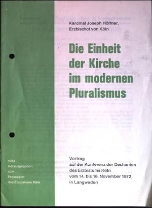 Immagine del venditore per Die Einheit der Kirche im modernen Pluralismus Sonderdrucke, Nr. 8 venduto da books4less (Versandantiquariat Petra Gros GmbH & Co. KG)