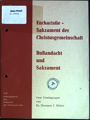 Immagine del venditore per Eucharistie - Sakrament der Christusgemeinschaft: Buandacht und Sakrament Sonderdrucke, Nr. 21 venduto da books4less (Versandantiquariat Petra Gros GmbH & Co. KG)