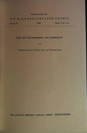 Image du vendeur pour ber die Polymerisation von p-Jodstyrol Sonderdruck aus: Die Makromolekulare Chemie, Band 53 mis en vente par books4less (Versandantiquariat Petra Gros GmbH & Co. KG)