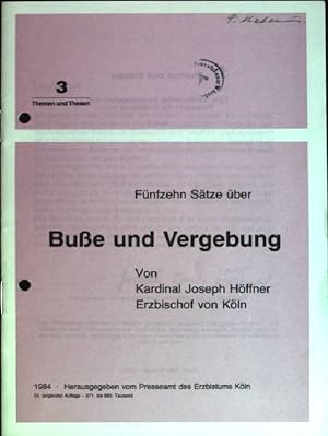 Immagine del venditore per Fnfzehn Stze ber Bue und Vergebung Themen und Thesen, Heft 3 venduto da books4less (Versandantiquariat Petra Gros GmbH & Co. KG)