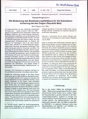Seller image for Die Bedeutung des Bewsserungsfeldbaus fr die Subsistenzsicherung bei den Dogon (Republik Mali); for sale by books4less (Versandantiquariat Petra Gros GmbH & Co. KG)